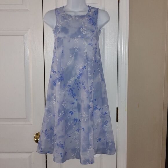 American Girl bluish purple floral sleeveless dress Spring Easter dance  Sz 7 - Picture 1 of 7